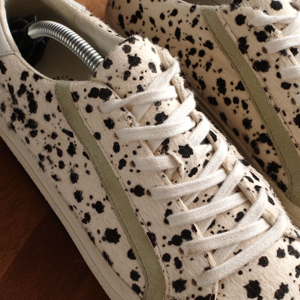 Madewell Sneakers Womens SZ 8.5 BLK White Sidewalk Low Calf Hair Splatter Shoes - Picture 5 of 12